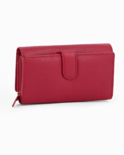 LAURA BIAGIOTTI - Portafoglio rosso in VERA PELLE da donna con patta