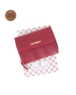 LAURA BIAGIOTTI - Portafoglio rosso con patta e tasca posteriore