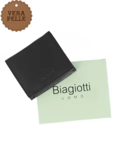 LAURA BIAGIOTTI - Portafoglio nero da uomo in VERA PELLE