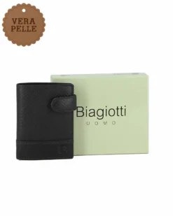 LAURA BIAGIOTTI - Portafoglio nero da uomo in VERA PELLE