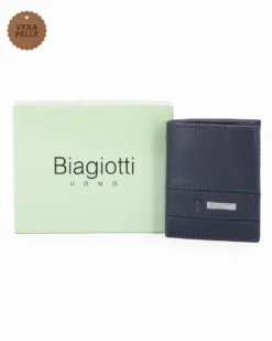 LAURA BIAGIOTTI - Portafoglio blu da uomo in VERA PELLE