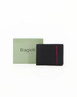 LAURA BIAGIOTTI - Portafoglio blu da uomo in VERA PELLE