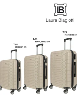 LAURA BIAGIOTTI - TROLLEY CHAMPAGNE IN ABS E 4 RUOTE DOPPIE CON STAMPA TARTARUGATA
