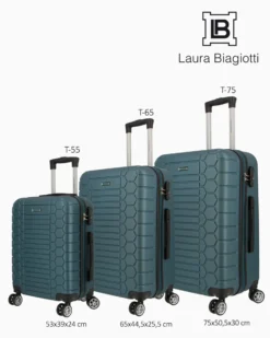 LAURA BIAGIOTTI - TROLLEY PETROLIO IN ABS E 4 RUOTE DOPPIE CON STAMPA TARTARUGATA