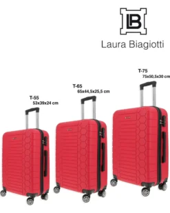 LAURA BIAGIOTTI - TROLLEY ROSSO IN ABS E 4 RUOTE DOPPIE CON STAMPA TARTARUGATA