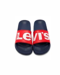 LEVI'S - CIABATTA DA BAMBINO BLU CON FASCIA ROSSA, NUMERATA 28/35 - VPOL0189S