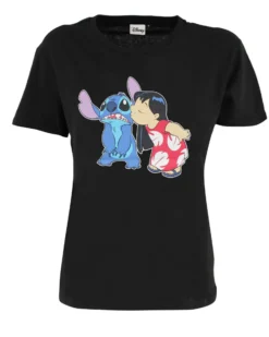 LILO&STITCH - Tshirt nera da donna con stampa Lilo&Stitch - JL052545
