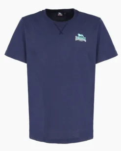 LONSDALE - Tshirt manica corta blu con logo in cotone
