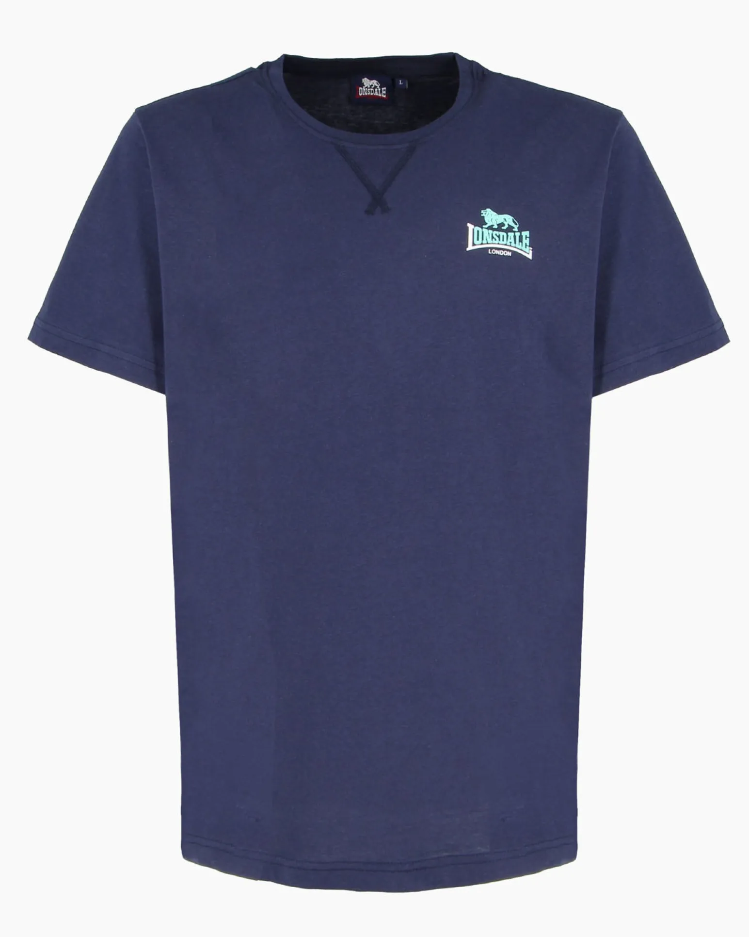 LONSDALE - Tshirt manica corta blu con logo in cotone