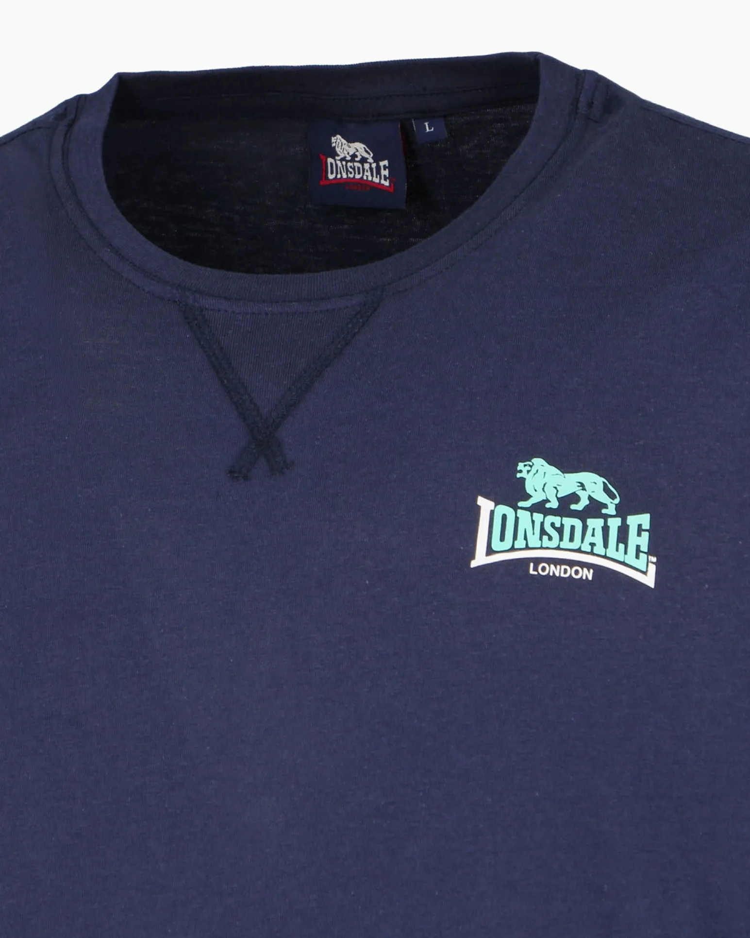 LONSDALE - Tshirt manica corta blu con logo in cotone