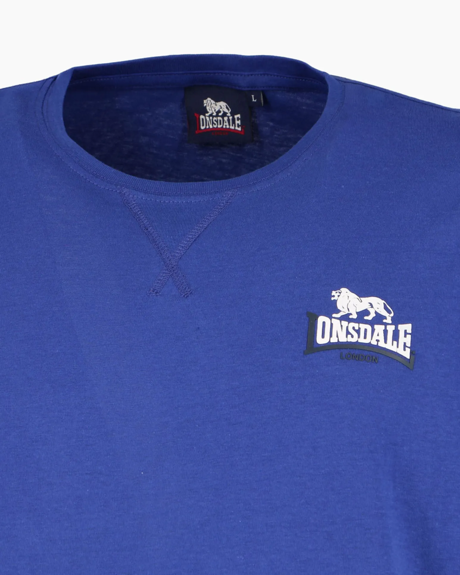 LONSDALE - Tshirt manica corta blu elettrico con logo in cotone