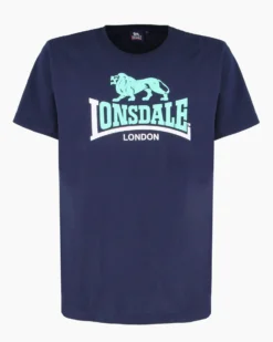 LONSDALE - Tshirt manica corta blu con logo in cotone