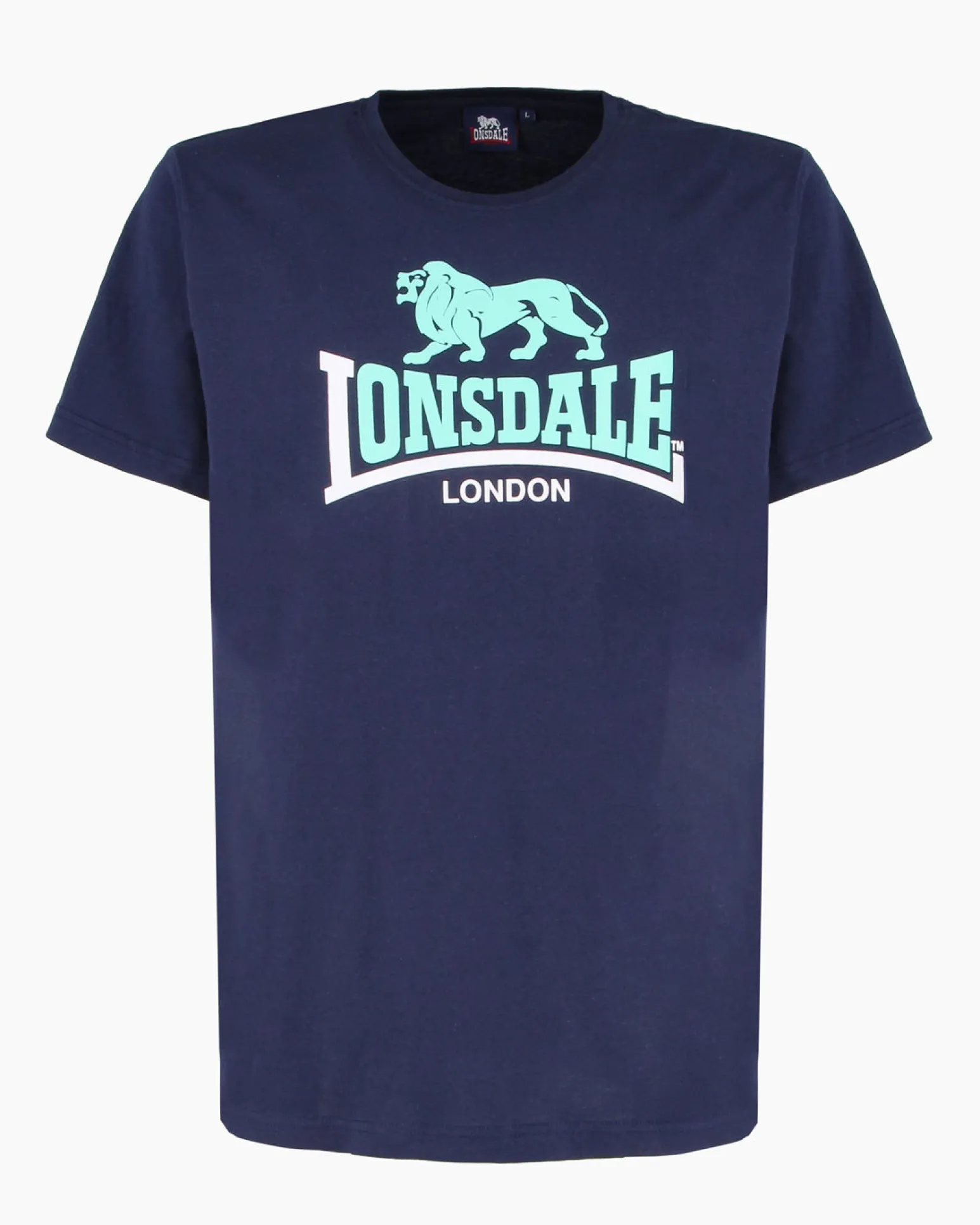 LONSDALE - Tshirt manica corta blu con logo in cotone