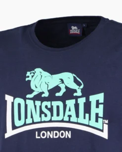 LONSDALE - Tshirt manica corta blu con logo in cotone