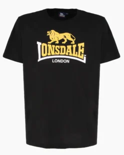 LONSDALE - Tshirt manica corta nera con logo in cotone