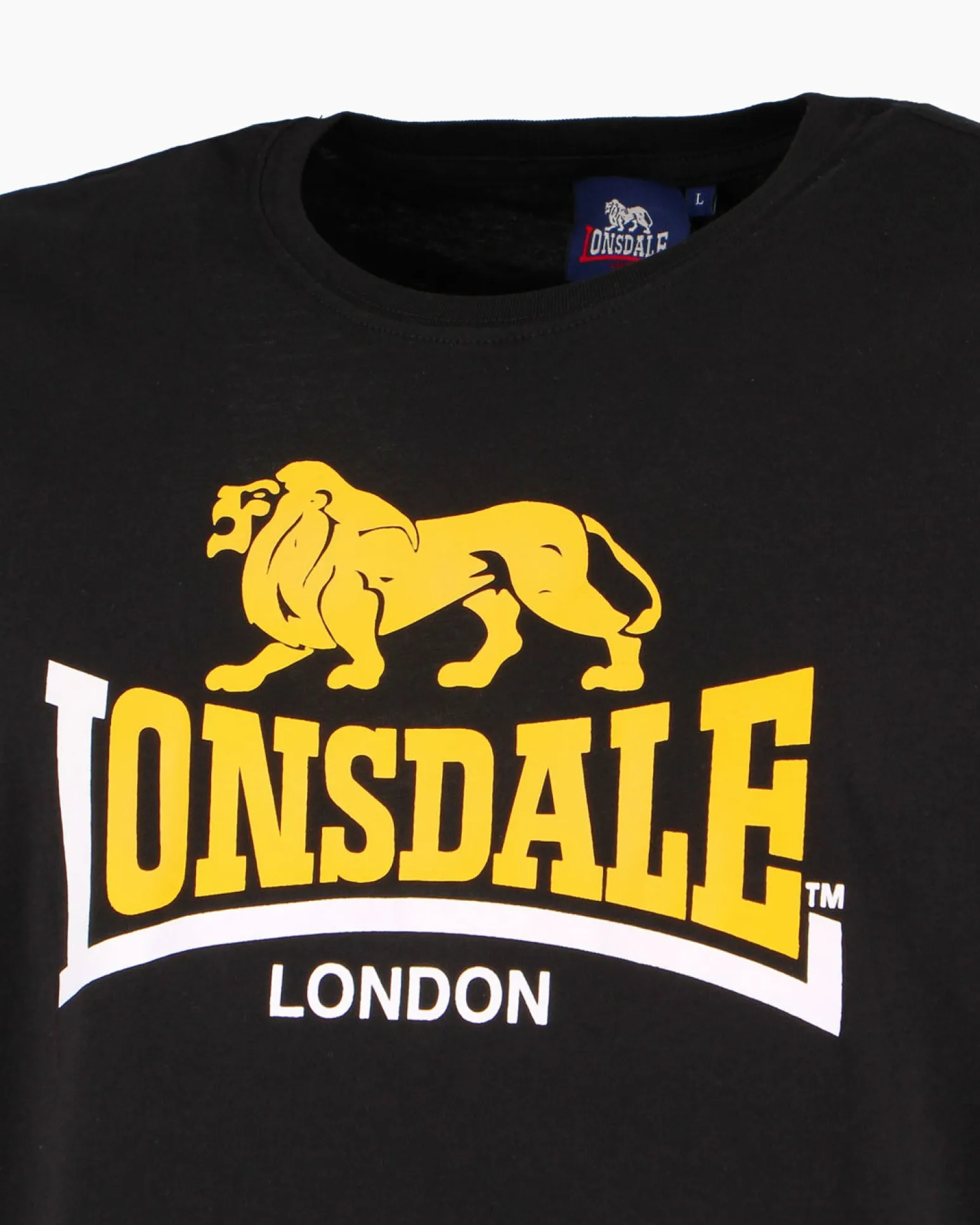 LONSDALE - Tshirt manica corta nera con logo in cotone