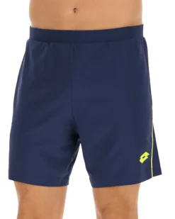 LOTTO - Pantaloncini da padel blu in tessuto traspirante con dettagli giallo fluo - SUPERRAPIDA V