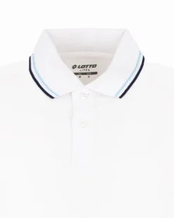 LOTTO - POLO MEZZA MANICA UOMO BIANCA CON RIGHINO CELESTE E BLU CLASSICA - 219238/BXC