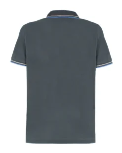 LOTTO - POLO MEZZA MANICA UOMO GRIGIO SCURO CON RIGHINO GRIGIO E CELESTE CLASSICA - 219238/1SV
