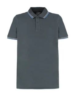 LOTTO - POLO MEZZA MANICA UOMO GRIGIO SCURO  CON RIGHINO GRIGIO E CELESTE CLASSICA  - 219238/1SV