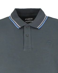 LOTTO - POLO MEZZA MANICA UOMO GRIGIO SCURO CON RIGHINO GRIGIO E CELESTE CLASSICA - 219238/1SV