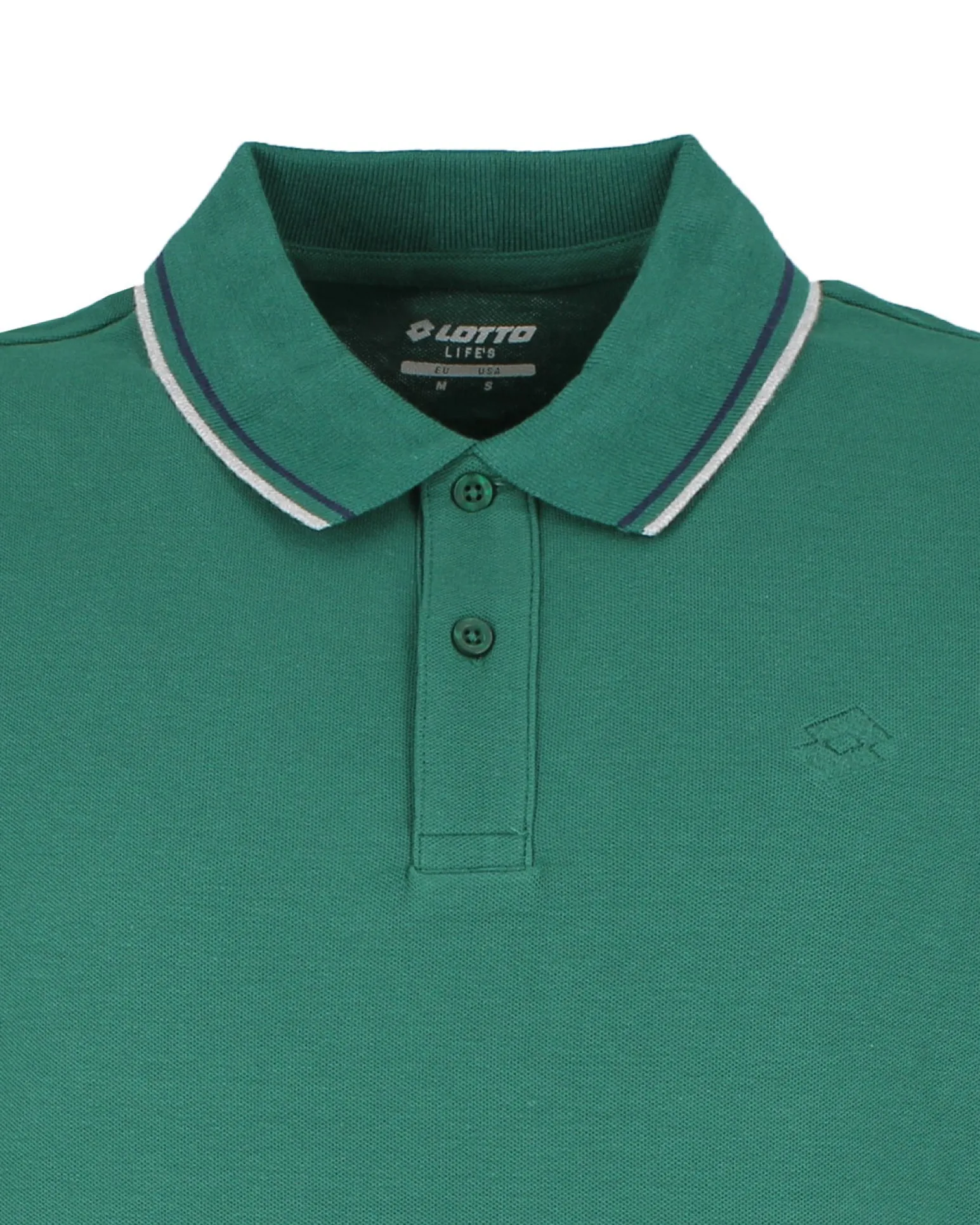 LOTTO - POLO MEZZA MANICA UOMO VERDE CON RIGHINO BIANCO E BLU CLASSICA - 219238/1SU