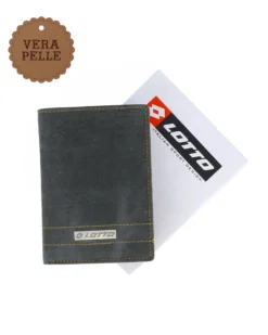 LOTTO - Portafoglio blu in VERA PELLE con doppio scomparto banconote e tasca portaspicci