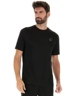 LOTTO - T SHIRT SPORTIVA MEZZA MANICA IN TESSUTO TRASPIRANTE  NERA DA UOMO, 218935/1CL