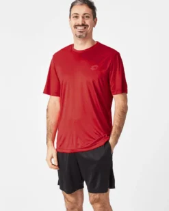 LOTTO - T SHIRT SPORTIVA MEZZA MANICA IN TESSUTO TRASPIRANTE  ROSSO SCURO  DA UOMO, 218935/7B8