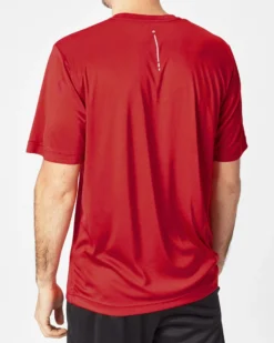 LOTTO - T SHIRT SPORTIVA MEZZA MANICA IN TESSUTO TRASPIRANTE  ROSSO SCURO  DA UOMO, 218935/7B8