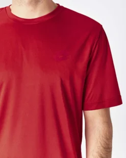 LOTTO - T SHIRT SPORTIVA MEZZA MANICA IN TESSUTO TRASPIRANTE  ROSSO SCURO  DA UOMO, 218935/7B8