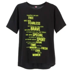 MIF - Maxi tshirt a manica corta nera e gialla in cotone
