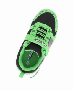 MINECRAFT - Sneakers verde e nera da bambino con strappo e luci, numerata 26/32