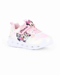 MINNIE - Sneakers bianca e rosa da bimba con luci e strappo, numerata 24/30