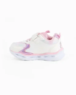 MINNIE - Sneakers bianca e rosa da bimba con luci e strappo