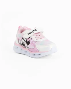 MINNIE - Sneakers bianca e rosa da bimba con luci e strappo