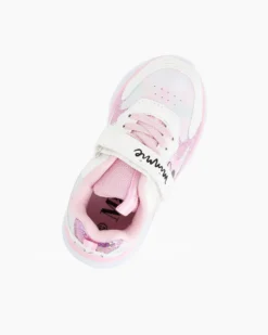 MINNIE - Sneakers bianca e rosa da bimba con luci e strappo