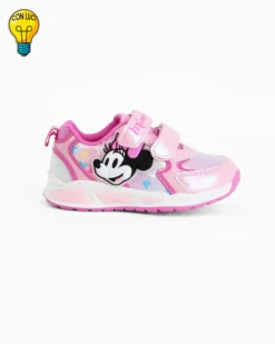 MINNIE  - Sneakers rosa da bambina con luci e strappi