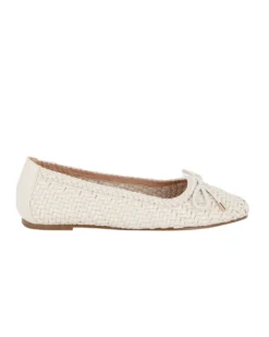 MISS GLOBO - Ballerina crema intrecciata con fiocco