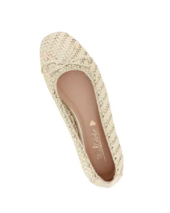 MISS GLOBO - Ballerina platino intrecciata con fiocco