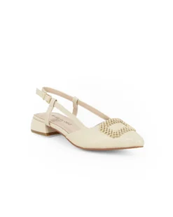 MISS GLOBO - Ballerina slingback beige con accessorio sulla punta e sottopiede in MEMORY SOFT, tacco 2,5CM