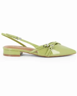 MISS GLOBO - Ballerina slingback verde a punta con cinturini incrociati