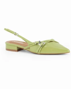 MISS GLOBO - Ballerina slingback verde a punta con cinturini incrociati