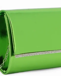MISS GLOBO -Bustina verde specchio con inserto strass