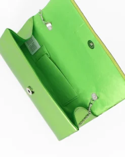 MISS GLOBO -Bustina verde specchio con inserto strass