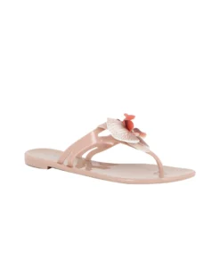 MISS GLOBO - Ciabatta infradito nude con fiore e strass