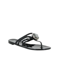 MISS GLOBO - Ciabatta infradito nera con diamante