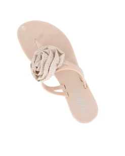 MISS GLOBO - Ciabatta infradito nude con fiore e strass