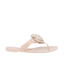 MISS GLOBO - Ciabatta infradito nude con fiore e strass