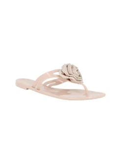 MISS GLOBO - Ciabatta infradito nude con fiore e strass